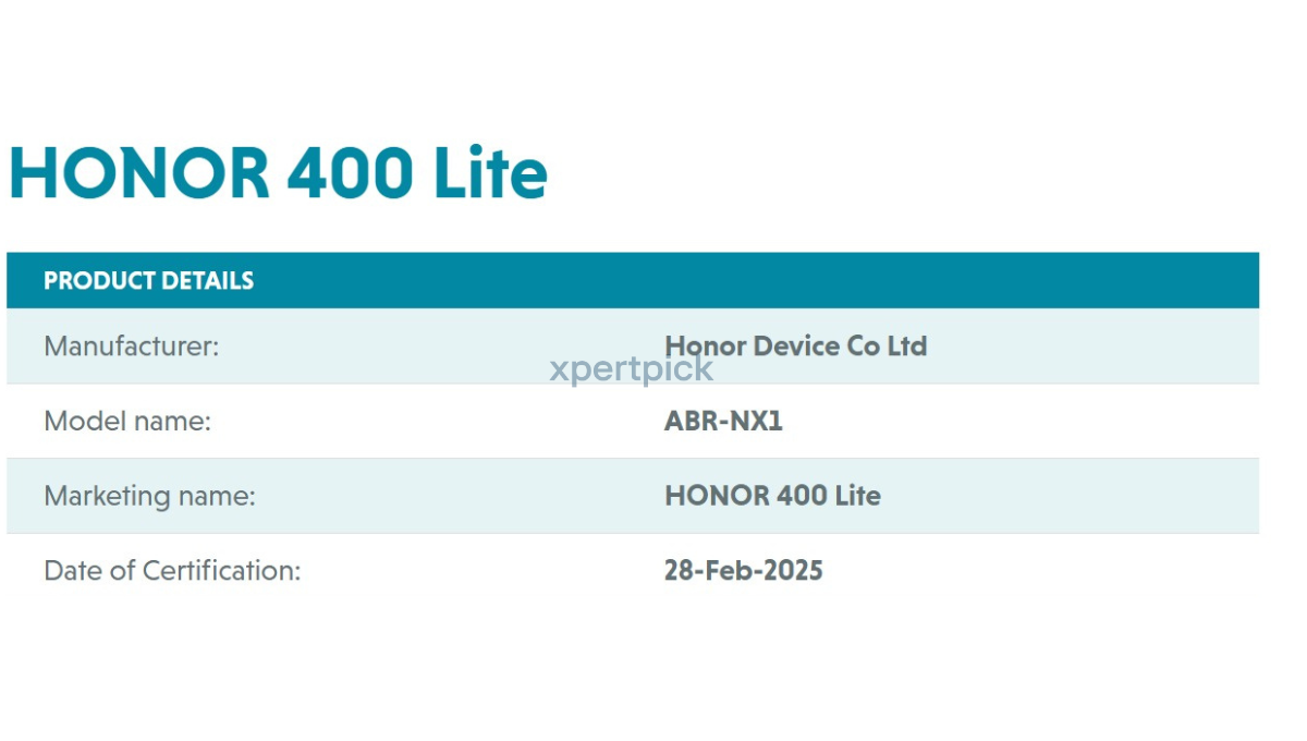 Honor 400 Lite GCF certified